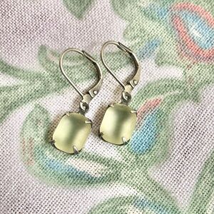 Dainty Vintage Austrian Frosted yellow Crystal Drop Earrings